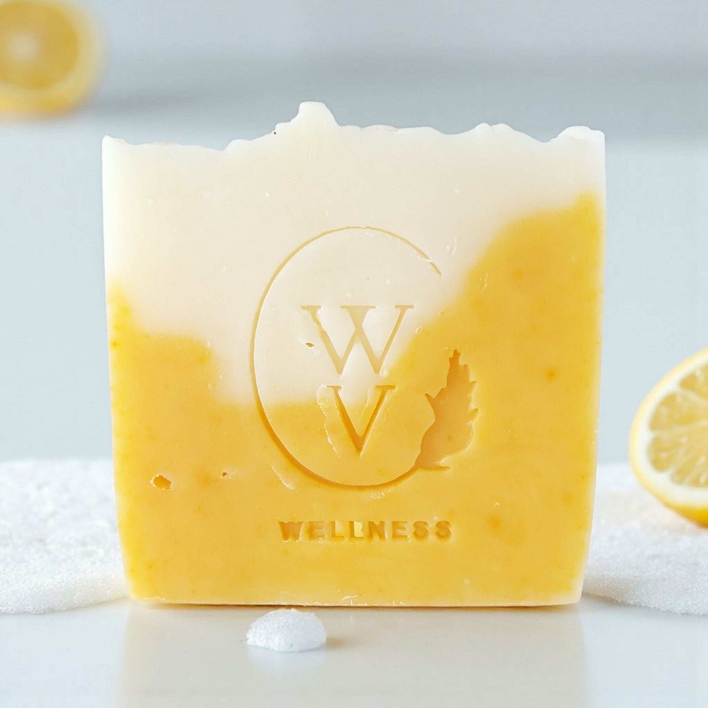 Lemon Sorbet Soap bar with vibrant yellow colour and fresh citrus scent