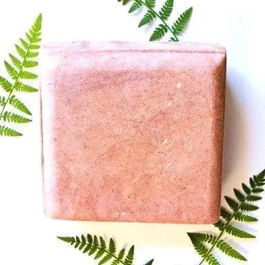 Balance & Renew botanical shampoo bar displayed with Sweet Fern, made with jojoba oil and plant-based ingredients for gentle hair care.