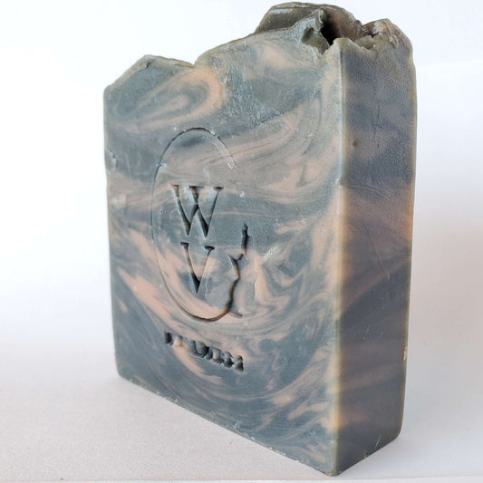 Charcoal Rose cold process soap bar with activated charcoal and kaolin rose clay