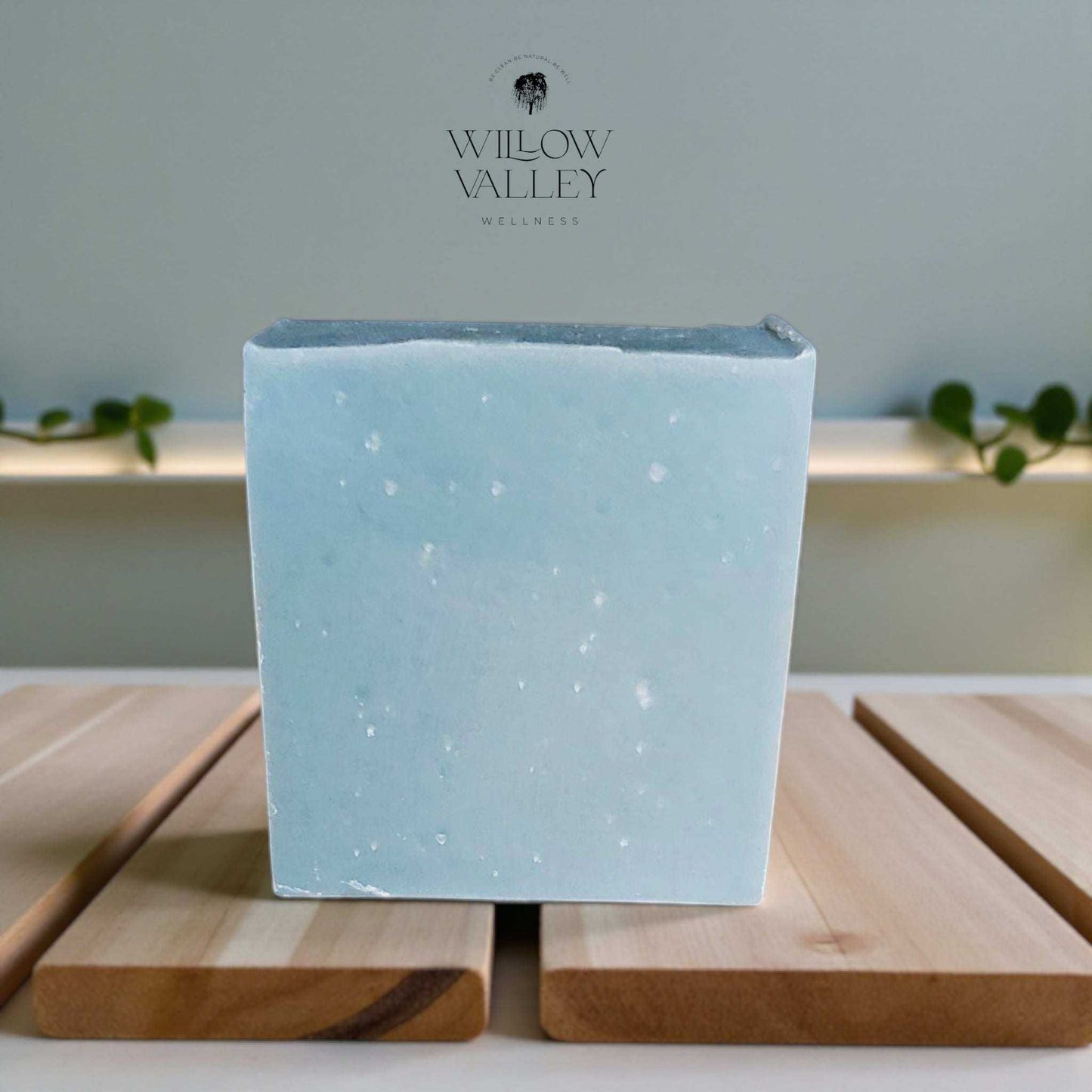 Creamy Clay cold process soap bar with bentonite clay, rose clay, French green clay, and activated charcoal