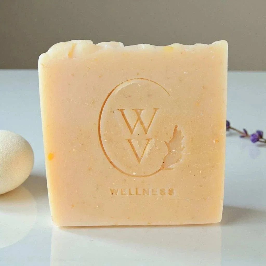 Honey Oat Lavender cold process soap bar with honey, oat flour, and lavender essential oil blend