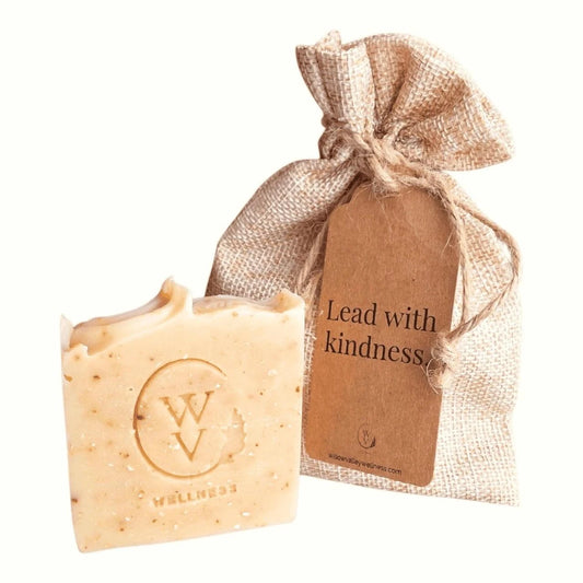 Small Kindness soap gift with one handcrafted botanical soap and uplifting message tag.