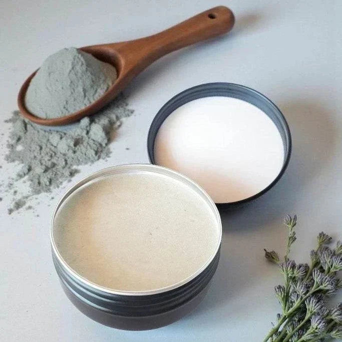 Open tin of Perfectly Neutral aluminum-free natural deodorant paste showing smooth texture, made in Canada
