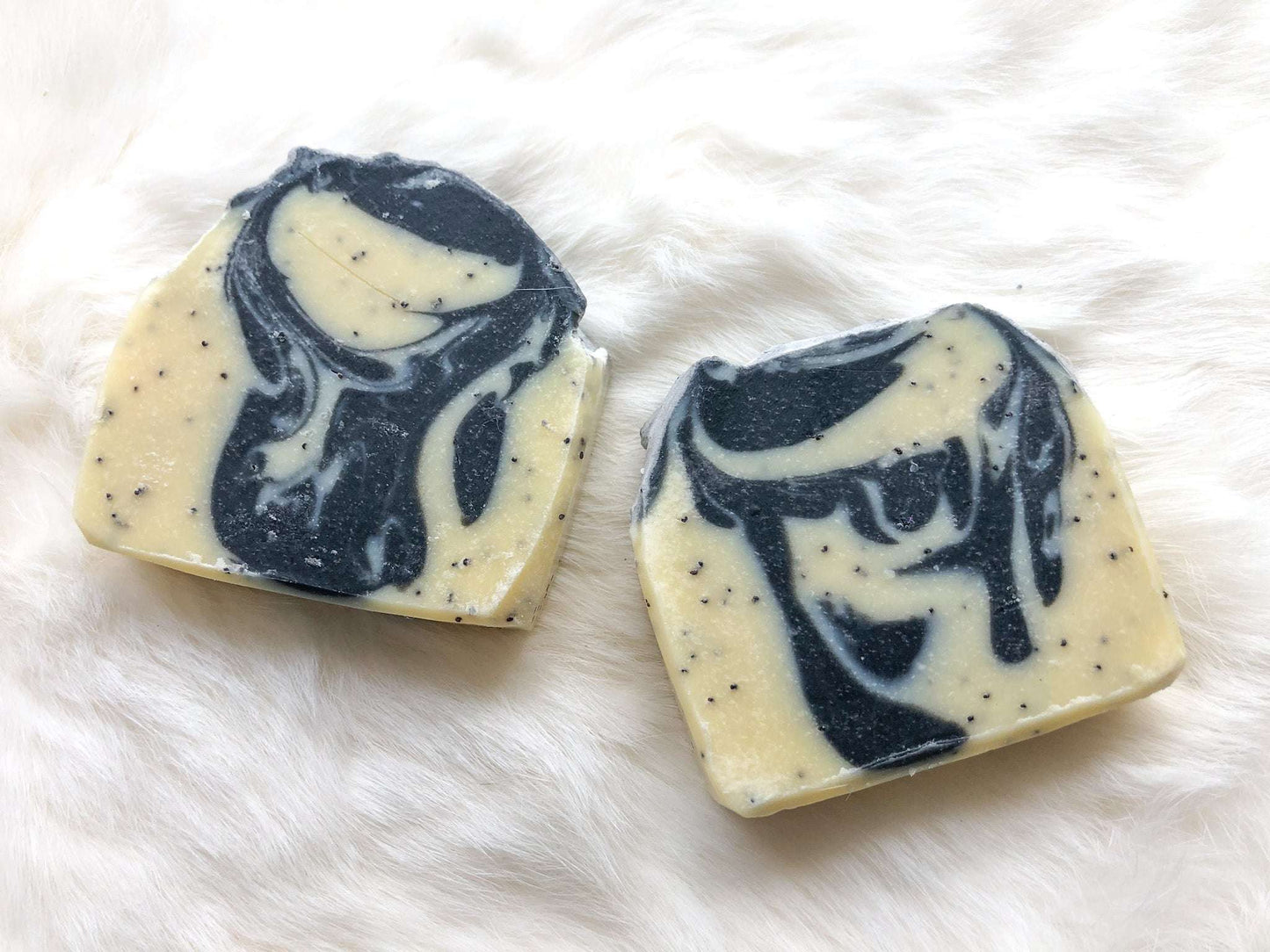 Bar of Rejuvenate Soap with poppy seeds and activated charcoal for exfoliating and refreshing skin care