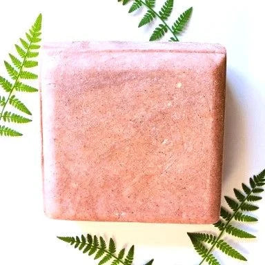 Balance & Renew botanical shampoo bar displayed with Sweet Fern, made with jojoba oil and plant-based ingredients for gentle hair care.
