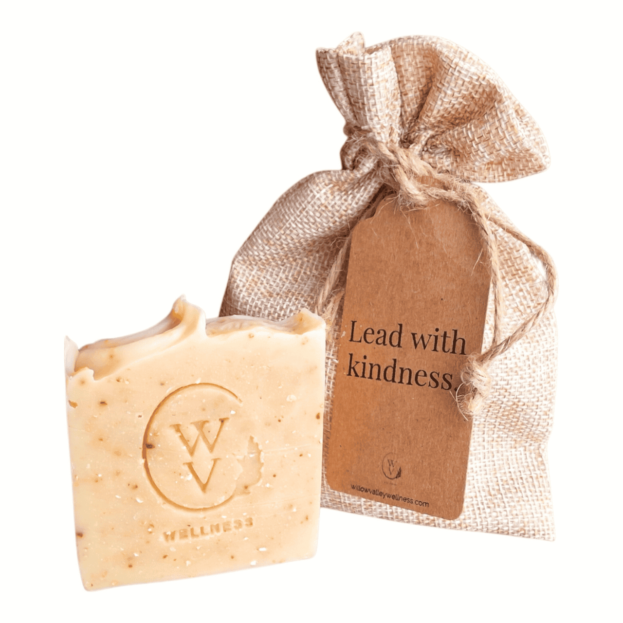 Small Kindness soap gift with one handcrafted botanical soap and uplifting message tag.