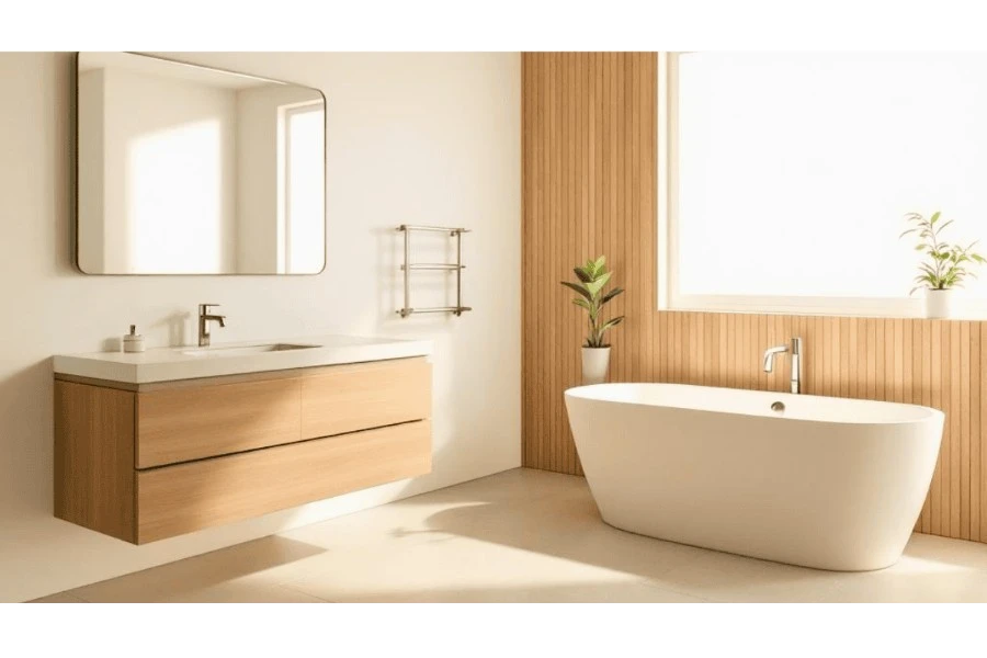 Clean bathroom setting representing a natural deodorant routine and daily self-care