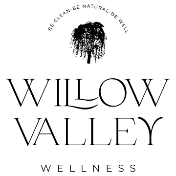 Willow Valley Wellness logo with tree icon and “Be Clean. Be Natural. Be Well.” tagline