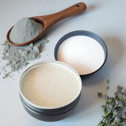 Open tin of Perfectly Neutral aluminum-free natural deodorant paste showing smooth texture, made in Canada