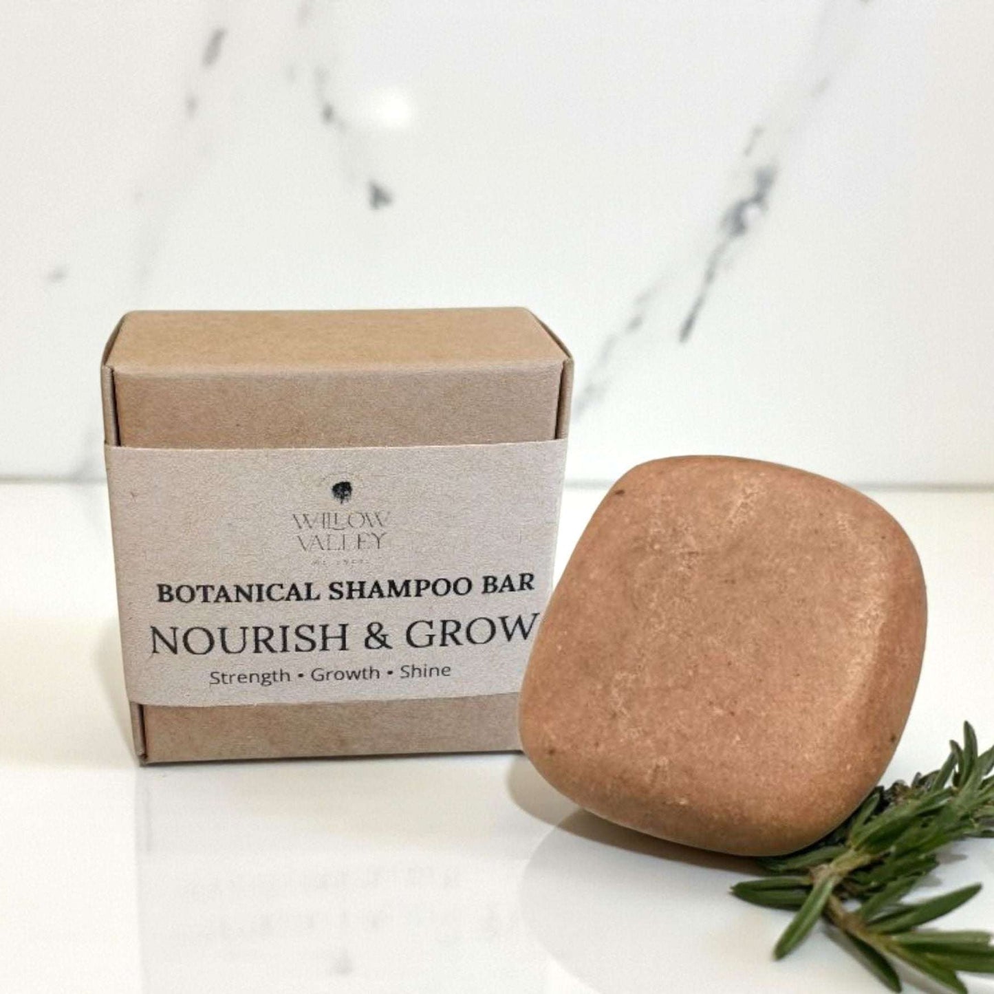 Nourish & Grow Botanical Shampoo Bar eco-friendly natural hair care for strength and growth in recyclable packaging